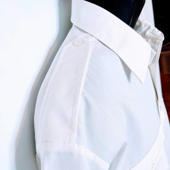 The Aviator /Van Heusen Aviator Style Crisp White Short Sleeved Shirt Mens Sz 17 - Picture 5 of 7